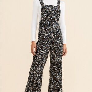 Saint Geraldine Floral Print Corduroy Overalls